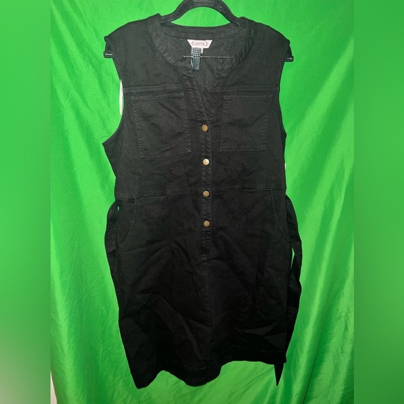 NWT Nanette Lepore Black Sleeveless Denim Button-Down Dress size 14 - Picture 1 of 6